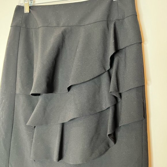 Alfani Black Ruffle Tiered Pencil Skirt Career Business Occasion Size 4 Fitted - Picture 4 of 5